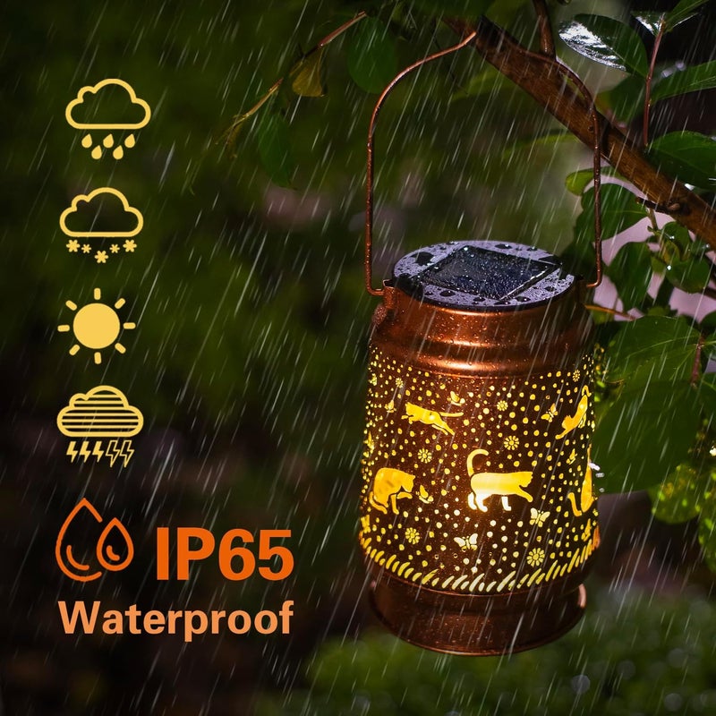 EZTZEN Cat Solar Lanterns Outdoor Waterproof Hanging Solar Lights Cat Gifts for Women Men Metal Decorative LED Cat Lanterns for Garden Decor,Yard,Patio,Lawn,Pathway,Landscape - Image 5